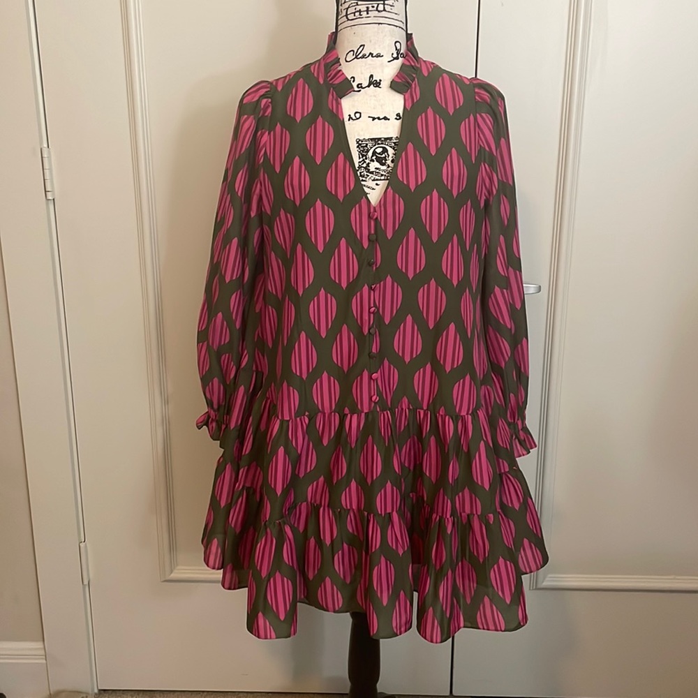 J. Marie Napa button front tiered mini dress